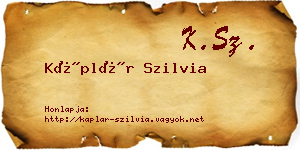 Káplár Szilvia névjegykártya